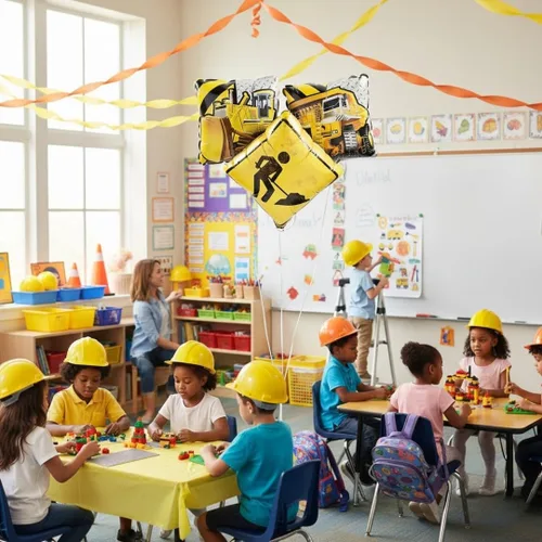 Miniatura 4 de Construction Zone - Globos de Mylar para decoración de fiestas temáticas de construcción para cumpleaños y eventos de niños, diseño de señal