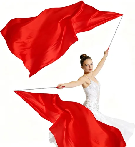 Miniatura 8 de 2 banderas de adoración de 31.5 x 78.7 pulgadas para serpentina de baile con barra escalable, cinta de gimnasia, banderas de baile de alabanza