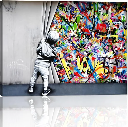 Miniatura 112 de Yatsen Bridge Arte Callejero Clásico Banksy Graffiti Arte de Pared Detrás de la Cortina Pósters Pinturas en Lienzo Imágenes de Graffiti Coloridas