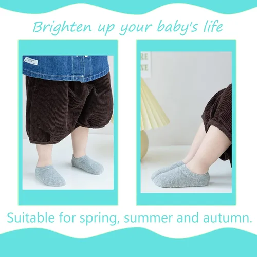 Miniatura 6 de Calcetines para bebé que no se muestran, calcetines de tobillo de corte bajo con pinzas, calcetines antideslizantes de algodón transpirable