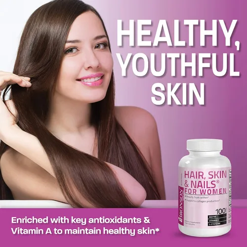 Miniatura 4 de Bronson Suplemento vitamínico extra fuerte para cabello, piel y uñas con biotina para mujeres, 100 cápsulas