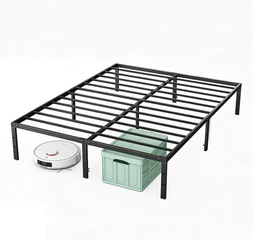 Miniatura 4 de DUMOS - Base de cama tamaño individual con plataforma de metal, base de colchón con soporte de listones de acero, sin necesidad de somier, espacio