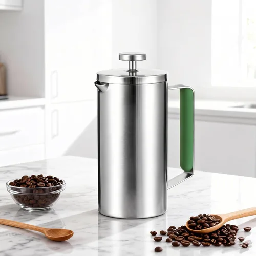 Miniatura 13 de Cafetera de Prensa Francesa de Acero Inoxidable Negro, Prensa Francesa Aislada de Doble Pared, para Café y Té, con 3 Pantallas Extra y una Cuchara