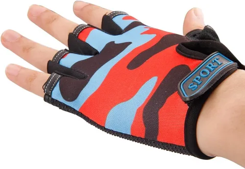 Miniatura 35 de Guantes de ciclismo sin dedos para niños, transpirables, antideslizantes, absorben los golpes, guantes de ciclismo para niños, niñas, niños, pesca