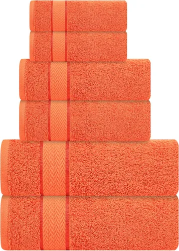 Miniatura 23 de Juego de toallas de baño - 100% algodón - 2 toallas de baño, 2 toallas de mano y 2 paños - Grandes, secado rápido, absorbentes, suaves, lujosas