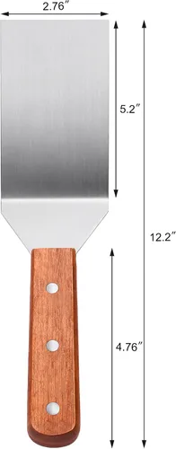 Miniatura 3 de New Star Foodservice 36275 Espátula/volteadera de parrilla con mango de madera, 31,8 cm