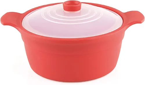 Vaporizador de alimentos de silicona para microondas con asa y tapa, olla antiadherente de 1.2 L para ramen, recalentar sobras, almacenamiento de