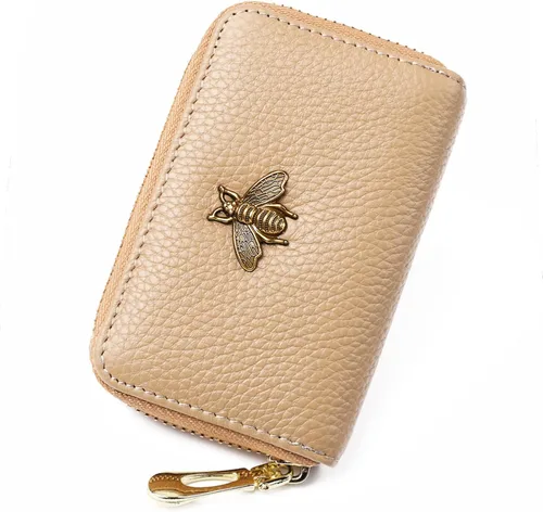 Miniatura 58 de imeetu Soporte para tarjetas de crédito RFID, cartera pequeña de cuero con cremallera para mujer