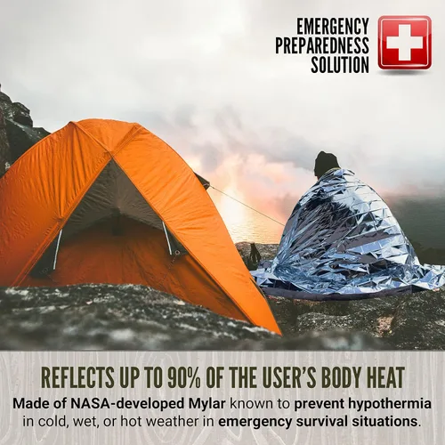 Miniatura 5 de Lingito Manta de supervivencia, mantas de emergencia para campamento, senderismo, viajes, manta térmica resistente, mantas espaciales aisladas