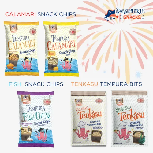 Miniatura 9 de Swashbuckle Snacks Chips de Calamar Crujientes con Sabor a Queso Tempura 5.29oz (150g), Hecho en Japón, Otsumami