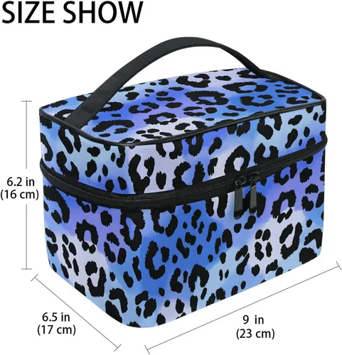 Miniatura 2 de Bolsa de maquillaje, bolsa organizadora de maquillaje de viaje con estampado de leopardo rosa, neceser para niñas, mujeres y mujeres, Leopardo 090