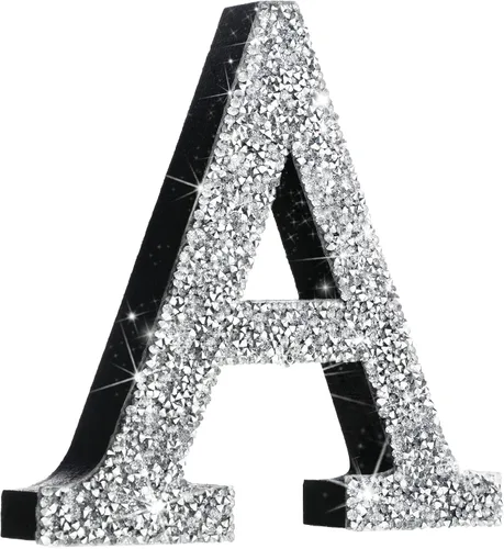 Qunclay Letras brillantes de cristal plateado de 5.7 pulgadas, decoración de diamantes triturados, letra de madera con purpurina con tornillo y