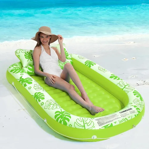 Miniatura 9 de Flotador Inflable para Piscina de Bronceado con Almohada Cervical - Flotadores de Piscina para Adultos para Tomar el Sol, Patio Trasero, Fiesta