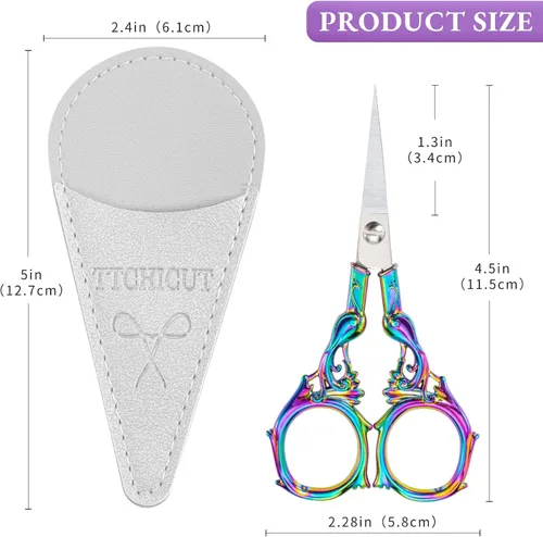 Miniatura 2 de Tijeras para bordar y tejer, tijeras de acero inoxidable de punta afilada para corte de punto de cruz, bordado, costura, manualidades, trabajo