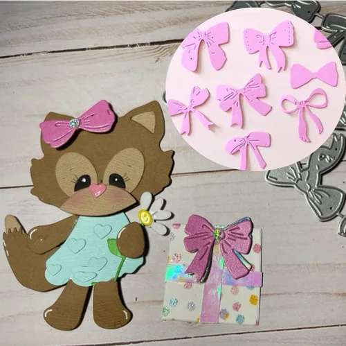Miniatura 5 de SunnyKids - Troqueles de corte de metal con lazo pequeño, plantillas de decoración de arco pequeño, manualidades, troqueles de corte de tarjetas
