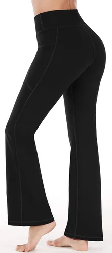 Miniatura 3 de Heathyoga - Pantalones deportivos rectos para mujer, con bolsillos, cintura alta, para yoga, entrenamiento, trabajo o de vestir.