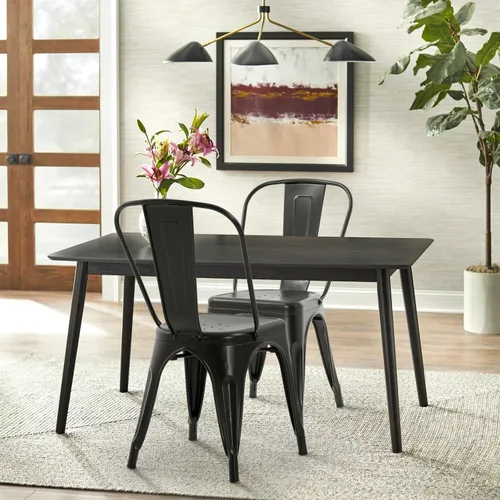 Miniatura 2 de PayLessHere Juego de 2 sillas de comedor modernas de metal industrial, 18 pulgadas, color negro, apilables, capacidad de peso de 330 libras