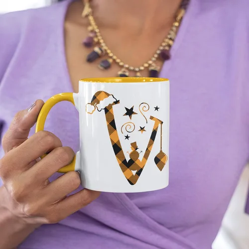 Miniatura 6 de Tazas de café con iniciales de Navidad 2024 de 11 o 15 onzas, 9 cuadros diferentes, personalizadas, 7 colores opcionales, regalo de Navidad 2024