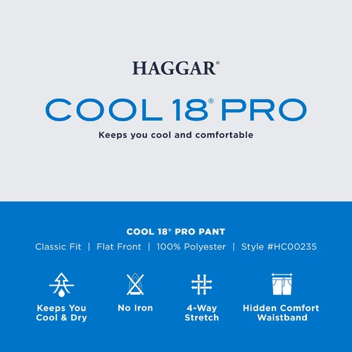 Miniatura 4 de Haggar Cool 18 Pro - Pantalones de corte clásico para hombre con parte delantera plana en tallas regulares y para hombres grandes y altos