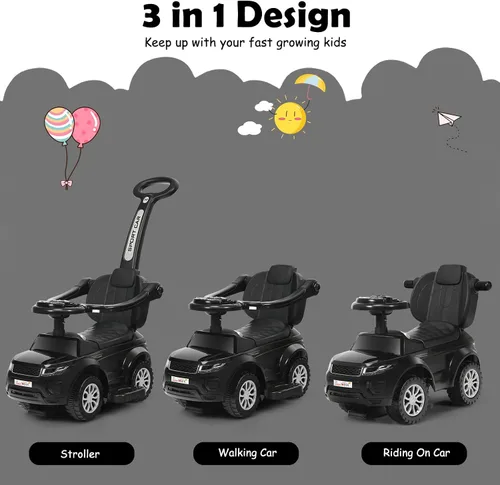 Miniatura 2 de HONEY JOY Cochecito Empujador con Pedal, Coche Deslizante con Manija de Empuje y Barrera Desmontable, Sonido y Luces, Almacenamiento Bajo