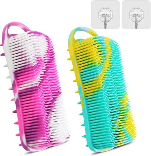 Miniatura 9 de Limpiador corporal de silicona, esponja para mujer, limpiador de ducha suave y exfoliante para baño, gel de goma para limpieza profunda, exfoliante
