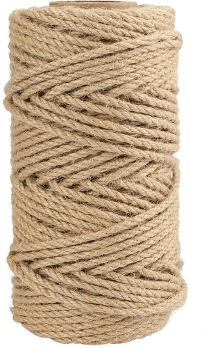Miniatura 8 de joycraft Cuerda de yute de 0.315 pulgadas, cuerda de yute fuerte y resistente, cuerda de cáñamo decorativa marrón para obras de arte, jardinería