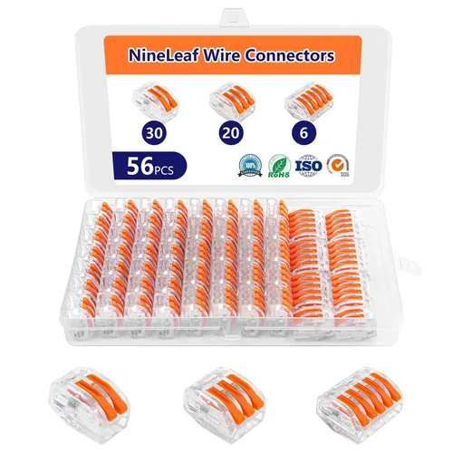 Miniatura 20 de Nineleaf Conectores de cable de palanca, conectores compactos de empalme de alambre en línea, terminales eléctricos modulares reutilizables 1 en 1