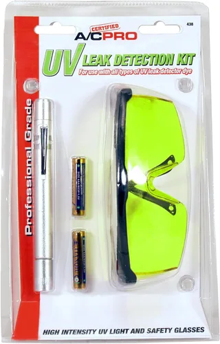 A/C Pro Kit Detector y Sellador de Fugas Certificado A/C Pro para Aire Acondicionado de Automóvil, Kit de Detección de Fugas Detecta Fugas de Juntas