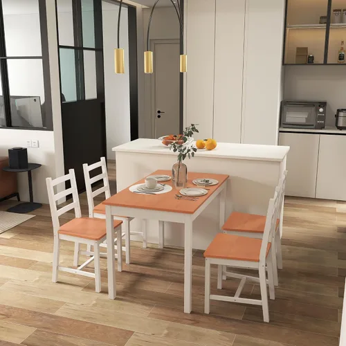 Miniatura 6 de HOMCOM Juego de mesa de comedor para 4, 5 piezas, mesa de cocina moderna y sillas, juego de comedor de madera para espacios pequeños, rincón