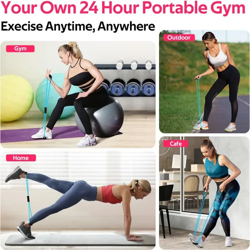 Miniatura 6 de RENRANRING Bandas de Resistencia de Fitness en Forma de 8 con Asas - Juego de 3 Bandas de Tubo de Ejercicio para Estiramiento de Brazos y Hombros