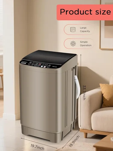 Miniatura 2 de F.W.WOOLWORTHS - Lavadora completamente automática de 17.7 libras con secadora giratoria - 10 programas de lavado, 8 niveles de agua, pantalla LED