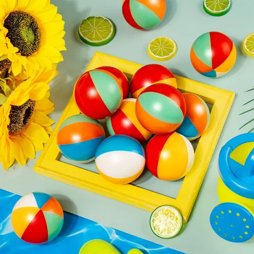 Miniatura 6 de Mini bolas de estrés para la playa para niños, 36 bolas de espuma de alivio del estrés del arco iris, juego de piscina, pelotas deportivas