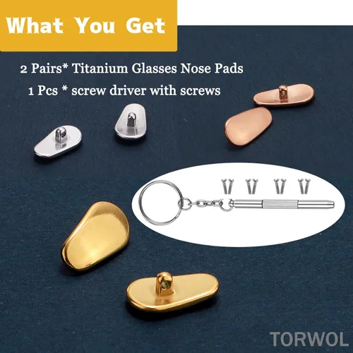 Miniatura 7 de 2 pares de almohadillas de nariz de metal atornilladas, piezas de nariz antideslizantes de titanio, almohadillas de repuesto para lentes de sol