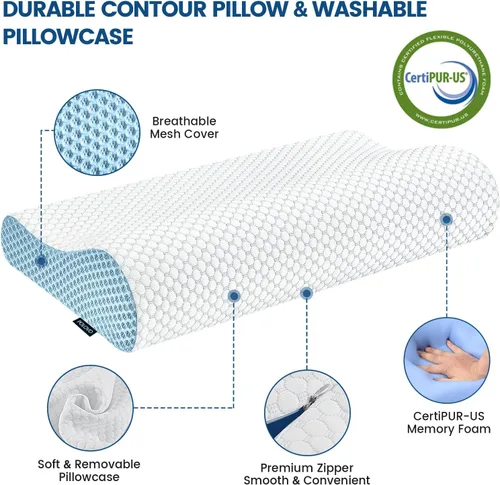 Miniatura 5 de Almohada cervical de contorno de espuma viscoelástica para aliviar el dolor, almohada de cama para dormir, almohada ergonómica para dolor de cuello