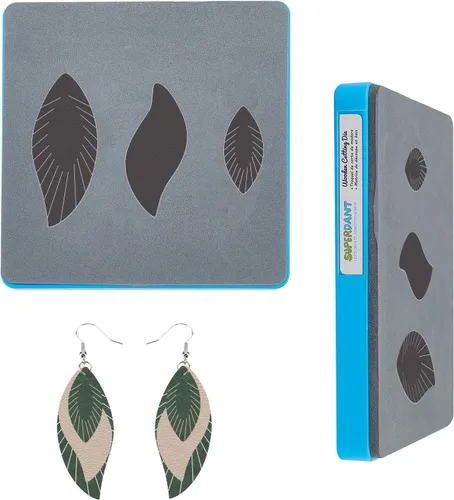 SUPERDANT Aretes de borla de madera troquelada de 3 formas de hoja colgantes, aretes colgantes de piel sintética para mujer, joyería llavero regalos
