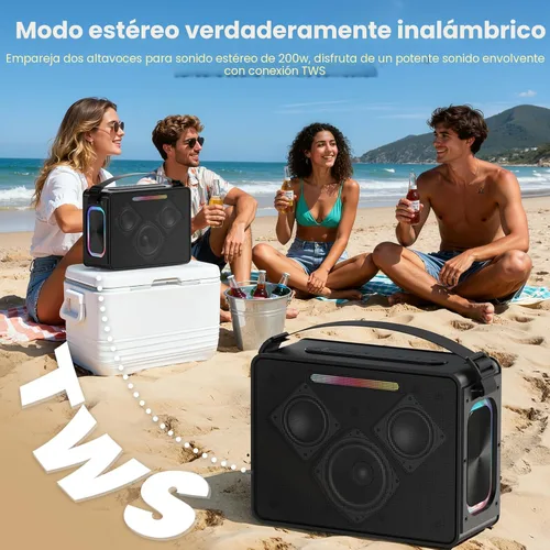 Miniatura 5 de Altavoz Bluetooth de 100W Pico, Altavoz Portátil Inalámbrico Ruidoso IPX6 Impermeable para Exteriores con Luces LED, Sonido Estéreo Potente y Graves