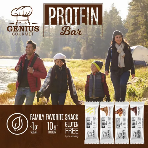 Miniatura 8 de Genius Gourmet Barra de proteínas, sueño de chocolate, aperitivo Keto, bajo en carbohidratos, bajo en azúcar y sin gluten, aperitivos de proteínas