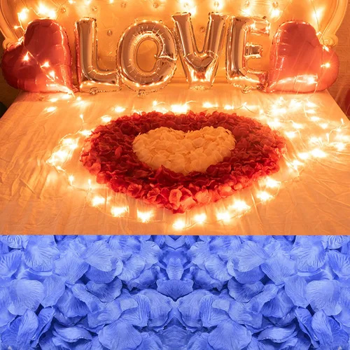 Miniatura 17 de 1000 pétalos de rosa falsos para noche romántica, creación de ambiente festivo romántico, para propuesta de matrimonio, boda, día de San Valentín