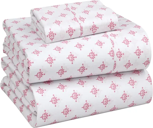 Miniatura 45 de Ruvanti - Juego de sábanas de 100 % algodón, juego de 4 piezas de cama, diseño floral, color azul, ropa de cama tamaño King, tela suave, Phulkari