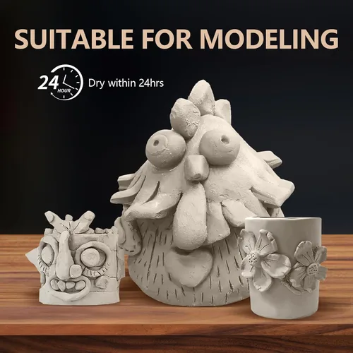 Miniatura 5 de Arcilla natural seca al aire de 10 libras a granel, arcilla de cerámica para modelado y escultura multiusos VIBRATITE para principiantes y Blanco