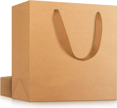Miniatura 29 de EUSOAR Bolsas de Regalo Grandes Azul Marino, Paquete de 25 - Bolsas de Papel de Compras de 12.5"x4.5"x11" con Asas para Negocios, Manualidades