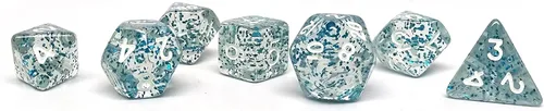 Miniatura 9 de Mini colección de dados poliédricos de 0.394 pulgadas - Incluye un D20, D12, D10, D8, D6, D4 y D00 (Aqua Shine)