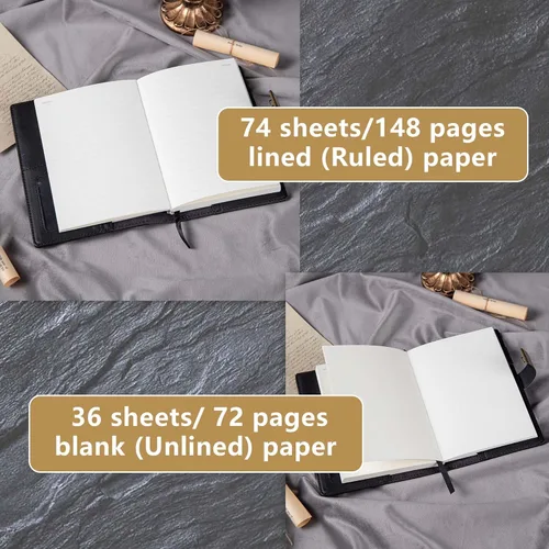 Miniatura 4 de TIEFOSSI Diario de Cuero Dragón, Cuaderno de Tapa Dura, Diario Recargable con Cerradura, Cuadernos de Escritura con Papel Rayado/En Blanco