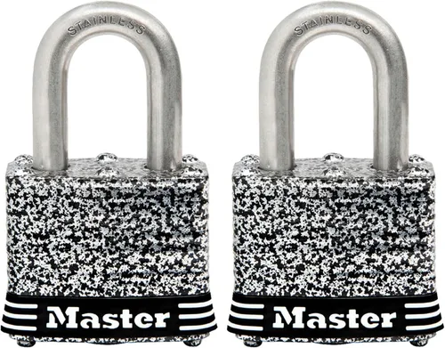 Master Lock 3SST Candado de acero inoxidable para exteriores con llave, paquete de 2 llaves iguales