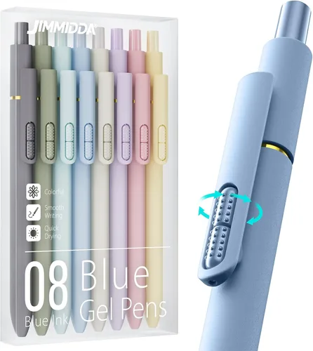 Miniatura 20 de Paquete de 8 bolígrafos de gel negro, punta media de 0.028 in, bolígrafos de tinta retráctiles de secado rápido para escritura suave, suministros