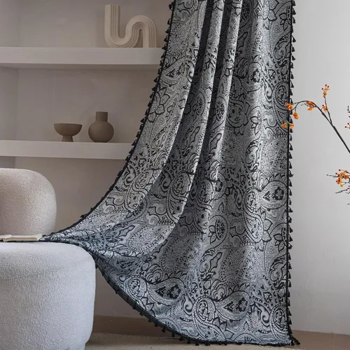 Miniatura 12 de ENJOYBRIDAL - 2 paneles de cortinas, florales, estilo bohemio, de granja, rústico o clásico, semitraslúcidas, con bolsillo para cortinero y borlas