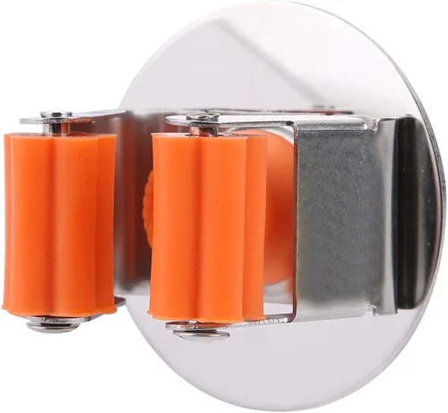 Miniatura 3 de Soporte para escoba de fregona, organizador de almacenamiento montado en la pared de acero inoxidable, colgador de herramientas resistente, estante