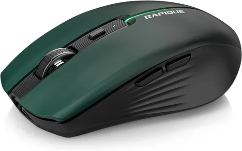 Miniatura 14 de RAPIQUE Ratón inalámbrico Bluetooth, recargable silencioso multidispositivo para computadora (modo tri: BT1/2+2.4Ghz) con receptor USB, ratón