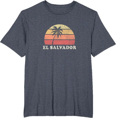 Miniatura 69 de El Salvador Vintage 70s Retro Throwback Design Camiseta, Azul