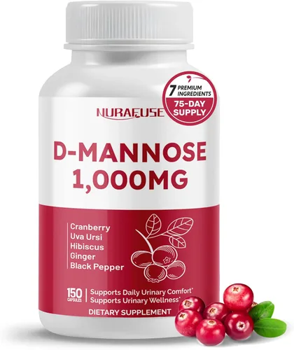 D-manosa con arándano, Uva Ursi, hibisco, jengibre, pimienta negra - Apoya la salud del tracto urinario, la limpieza de la vejiga